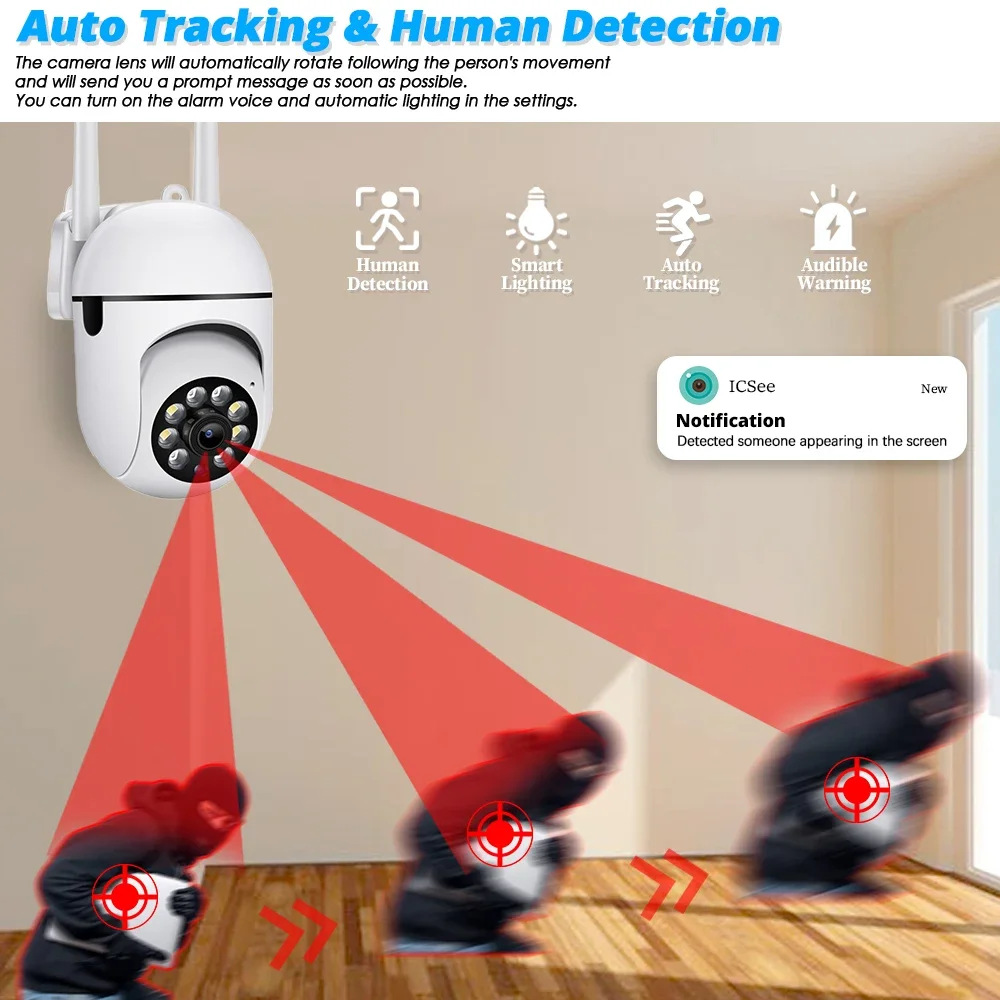 ICSEE Mini Wifi Camera Smart Home 5MP Color Night Vision Auto Tracking Indoor Use Baby Monitor Wireless Security Camera CCTV