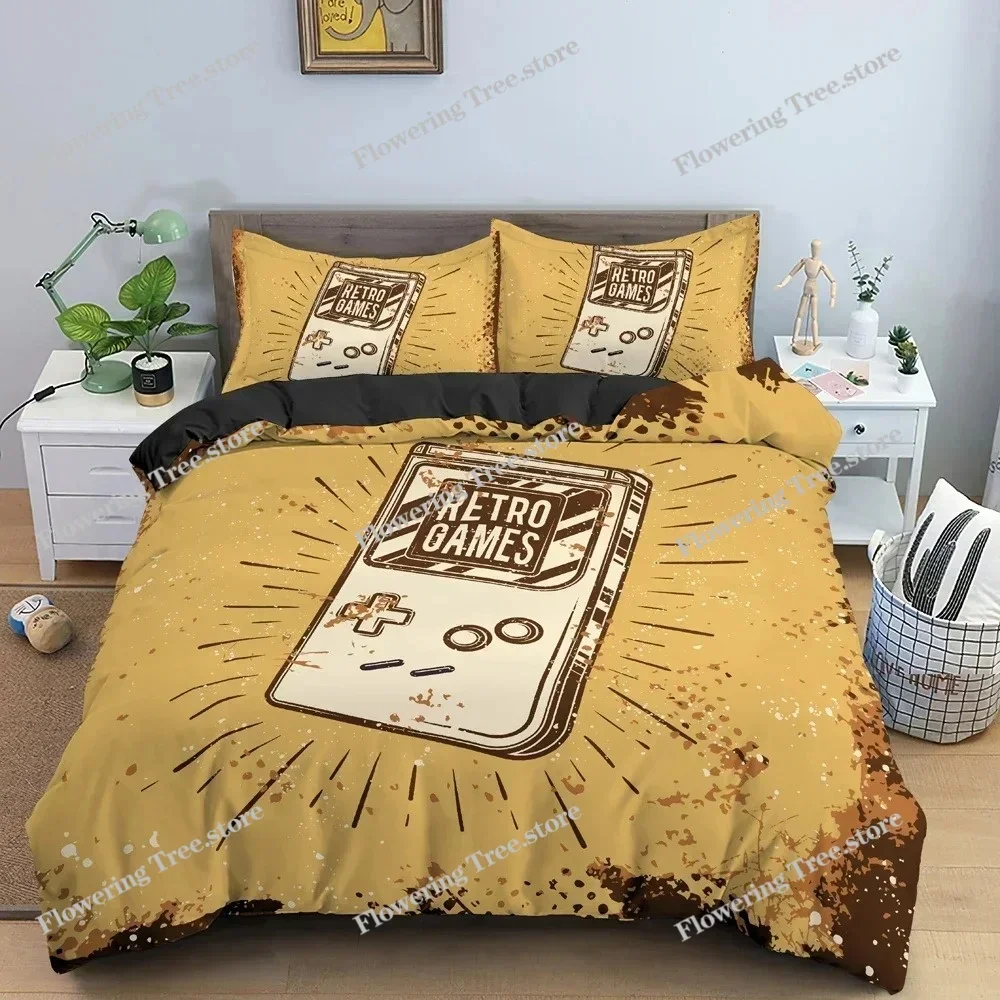 Grunge Background Illustration Duvet Cover Set 3D Retro Bedding Set With Pillowcase King Queen Twin Size Bedclothes