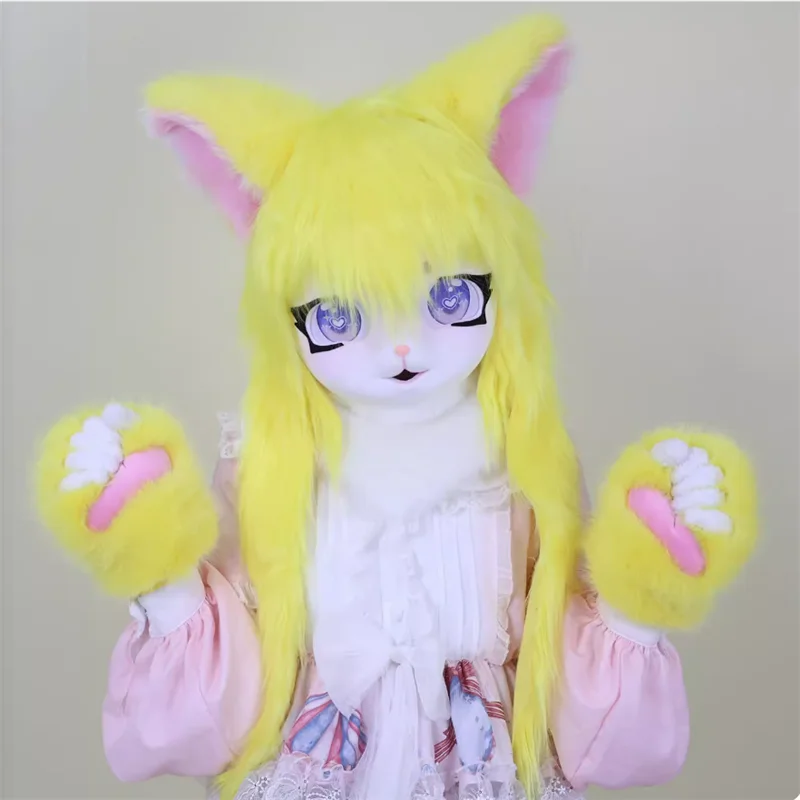 24 cores fursuit cosplay fone de ouvido peludo traje pata cabeça base comiket peludo kig kigurumi animal gato coelho besta máscara cosplay