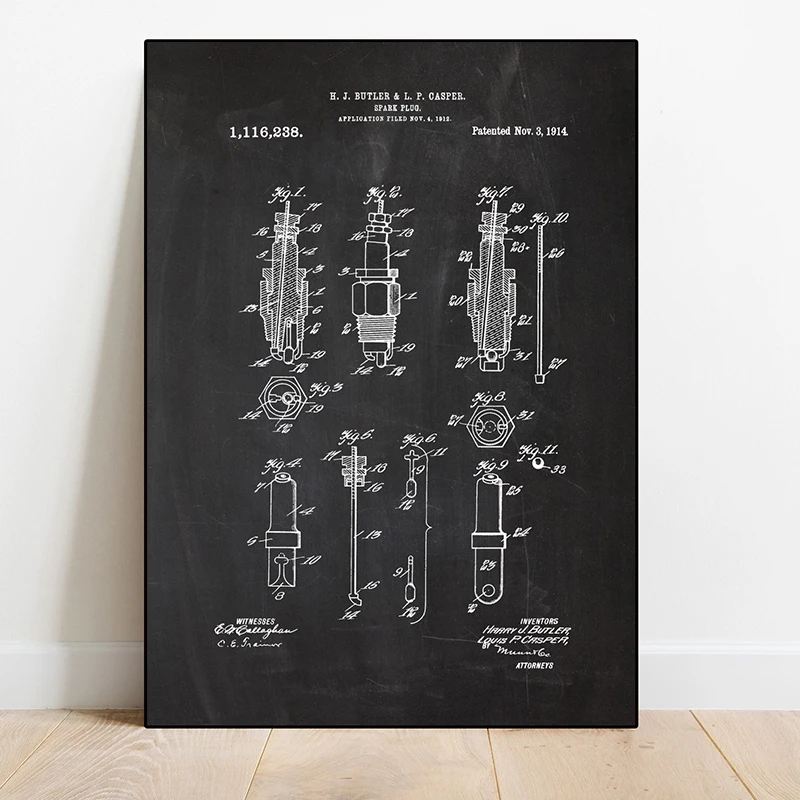 Engine Motor Mechanic Blueprints Posters Picture Vintage Mechanical Enthusiast Wall Art Decor Home Decoration For Living Room