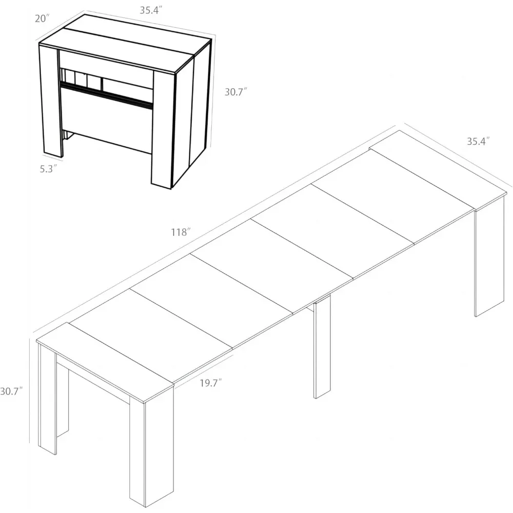 White Extendable Dining Table for2-12 People,Modern Transformer Table,Space-Saving Extra Long Folding Dining Table,Dining Tables