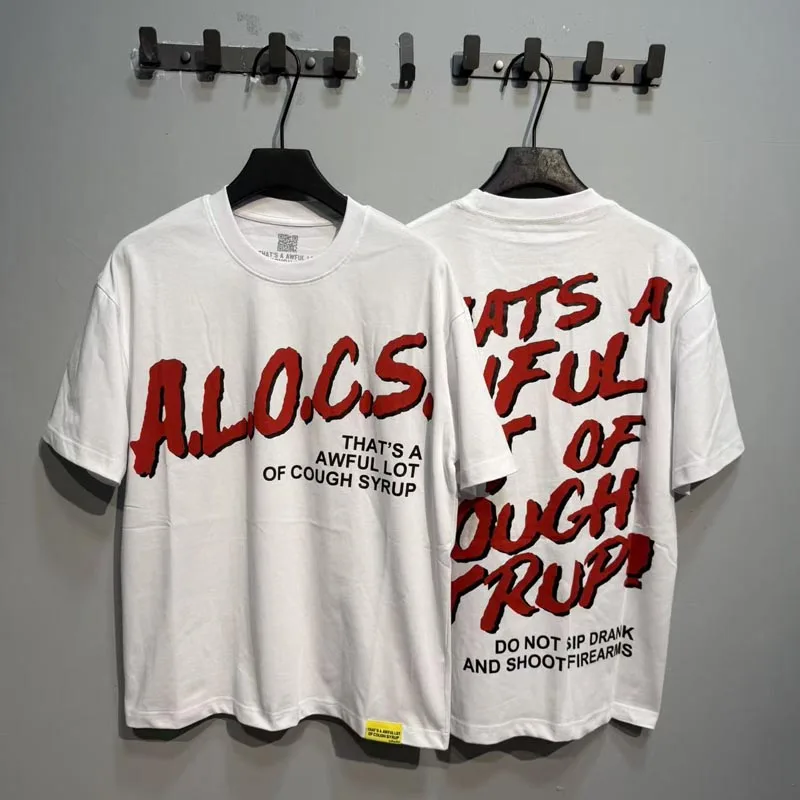 Real Picture High-quality THAT'S A AWFUL LOT OF COUGH SYRUP Short Sleeved T-shirt Summer Comfort Simplified Letter Print T-shirt