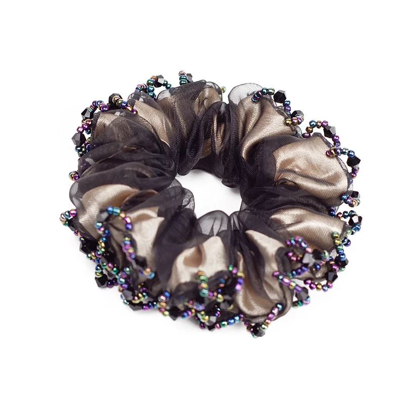 . Elegant Flower Hair Rope Crystal Horse Tail Rubber Band · Hair Ring Fashion Woman Hair Accessories   резинки для волос детям