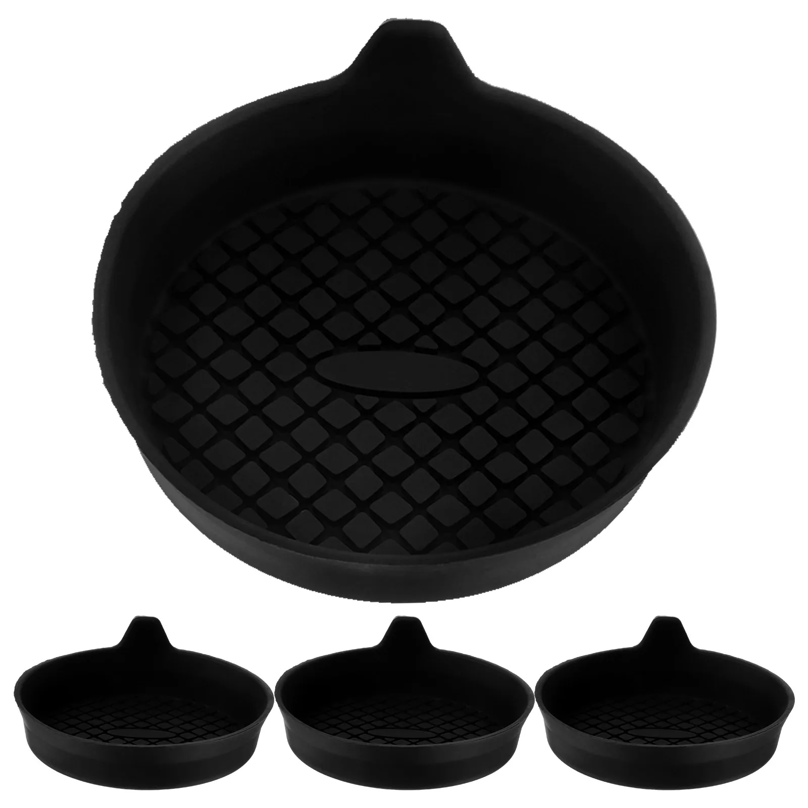 

4pcs Non Slip Car Cup Coasters Black Truck Accessories Durable Textured Easy Clean Versatile Long Lasting Performance Stylish
