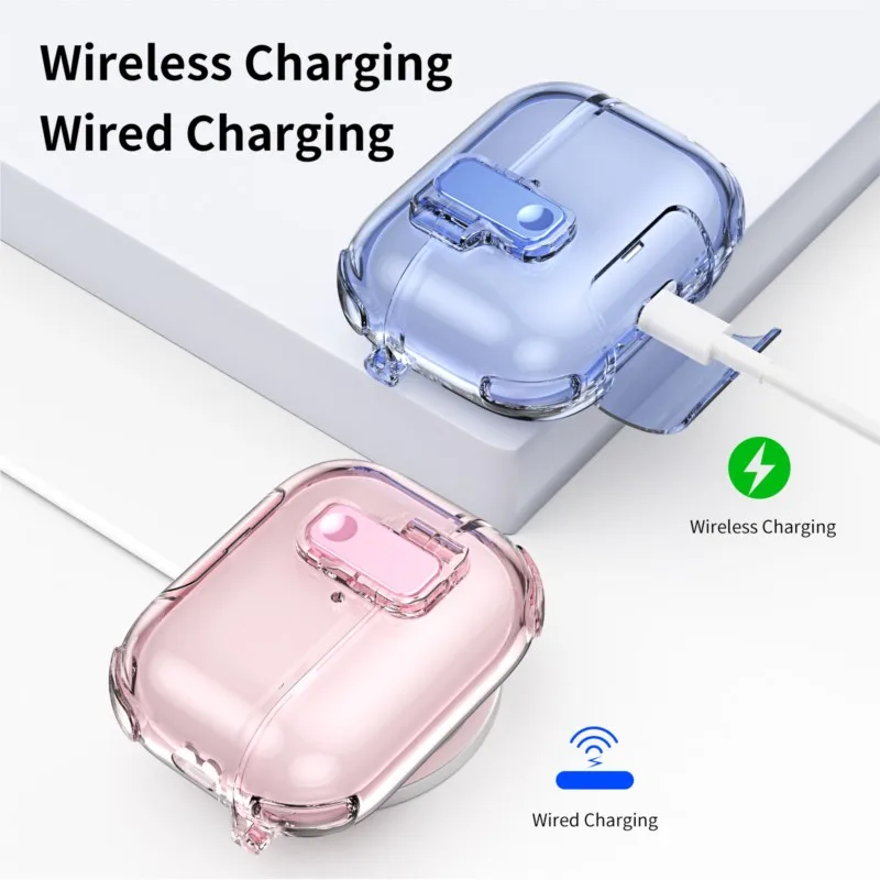 

Transparent Flip Cover Stand Case for AirPods 4/Pro2/Pro3 Shockproof Protective Case with Kickstand Supports Wireless Charging