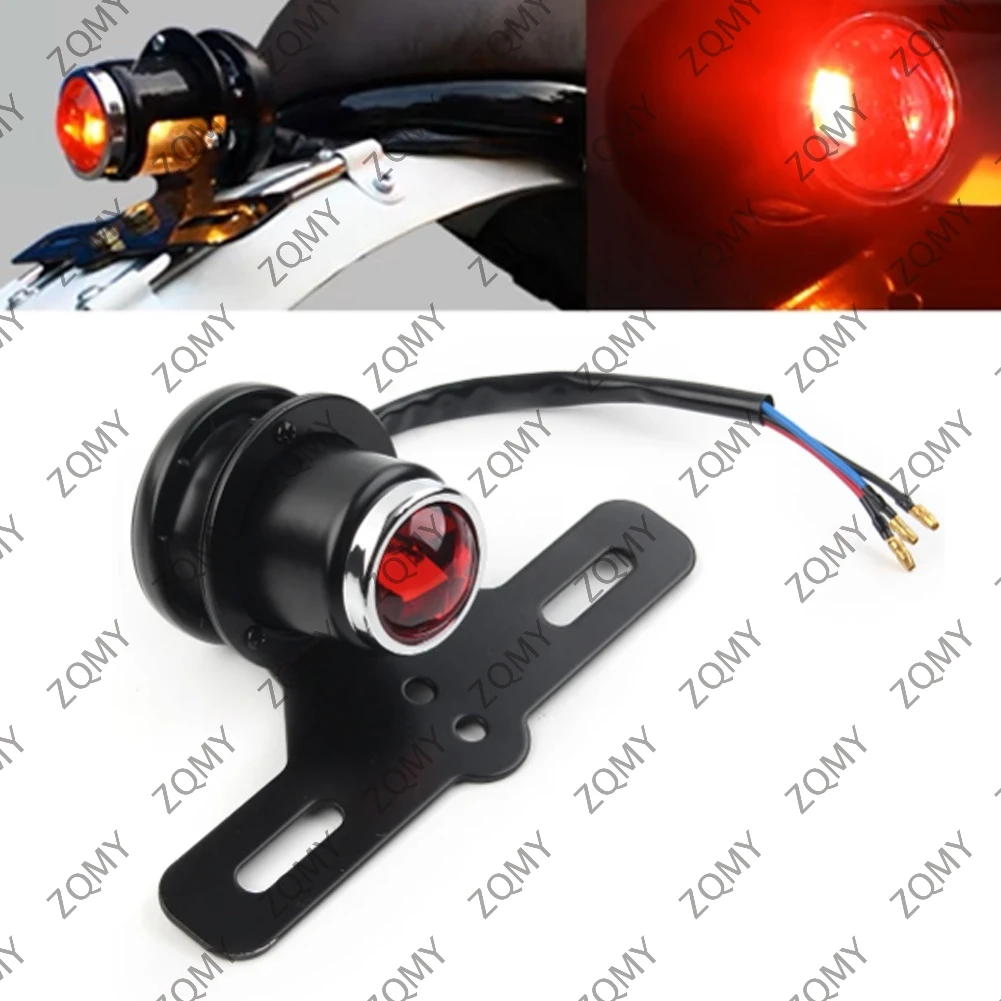 Round Retro Motorcycle Brake Tail Light LED Lamp Indicator For Bobber Chopper Cafe Racer