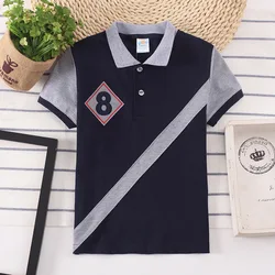 2022 Kids Polo Shirt For Baby Boys Sports Tops Fashion Patchwork Boy T Shirt 3 4 5 6 7 8 9 10 11 12 13 14 Years Children Clothes