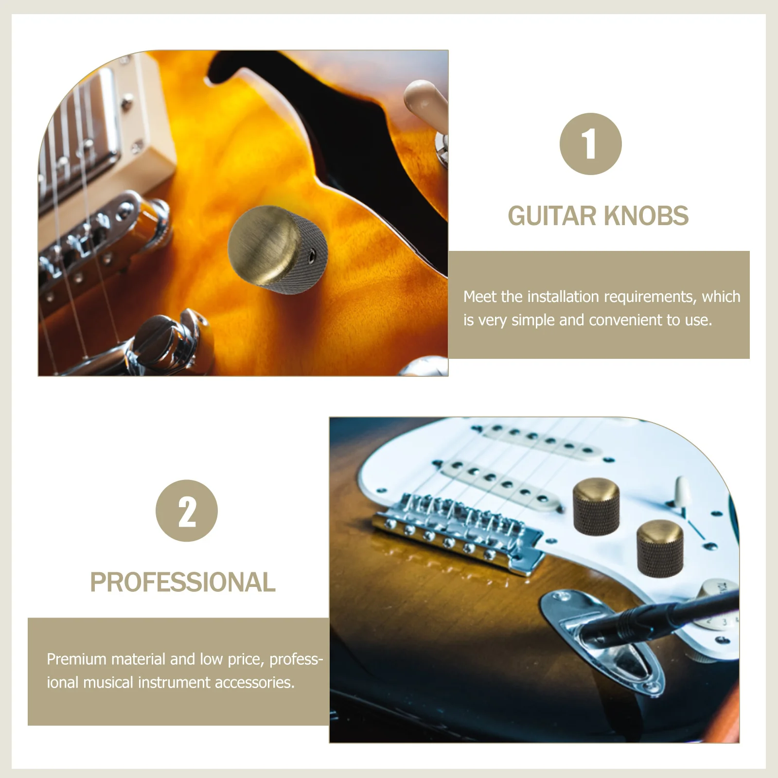 

2Sets Professional Instrument Guitar Volume Knobs Metal Potentiometer Caps Control Knobs for Electric Bass Guitar Wrench