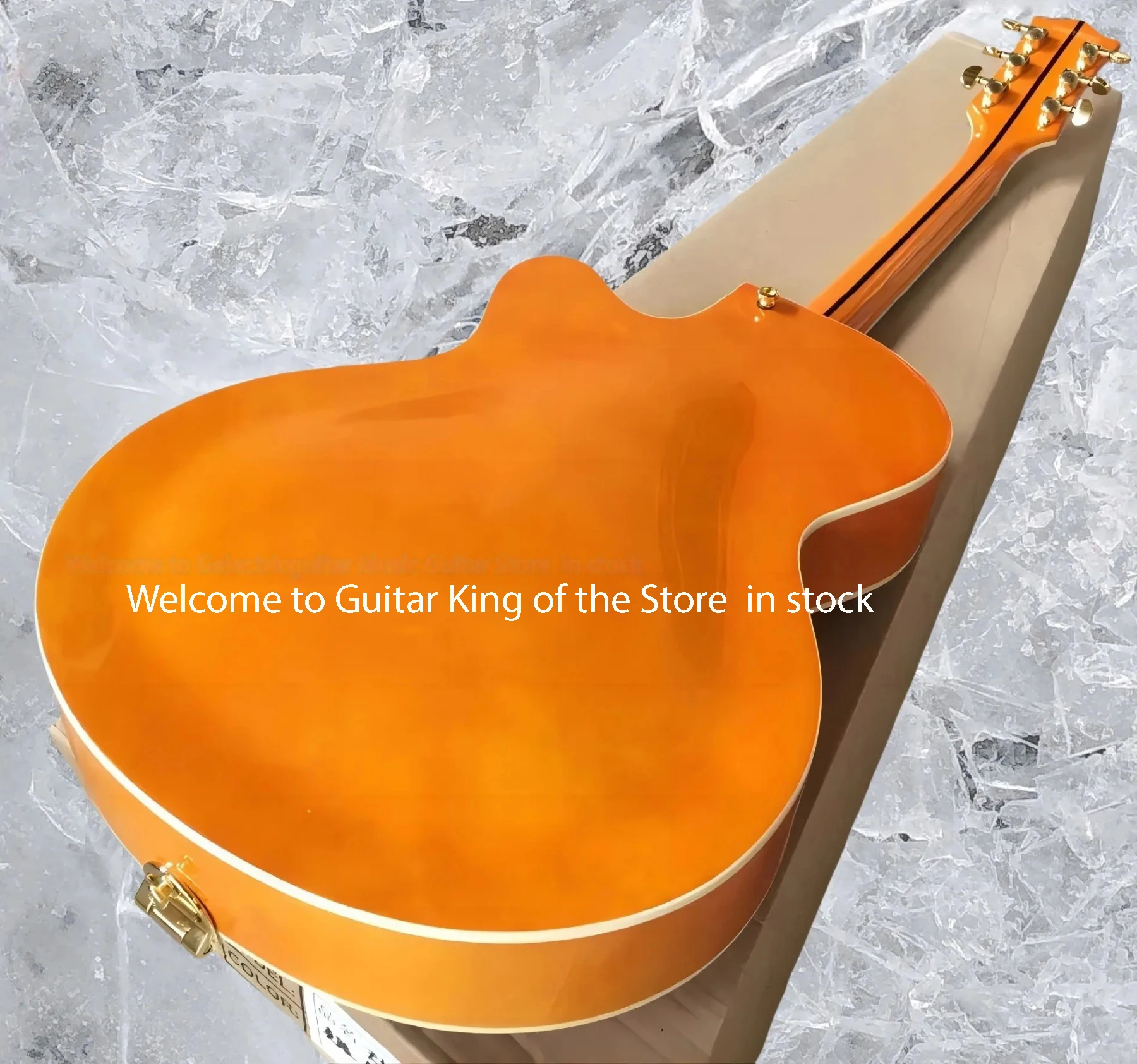 الجملة مصنع مخصص الغيتار البرتقالي الصقر 6120 شبه جوفاء الجسم الجاز الغيتار الكهربائي مع Bigs Tremolo3698