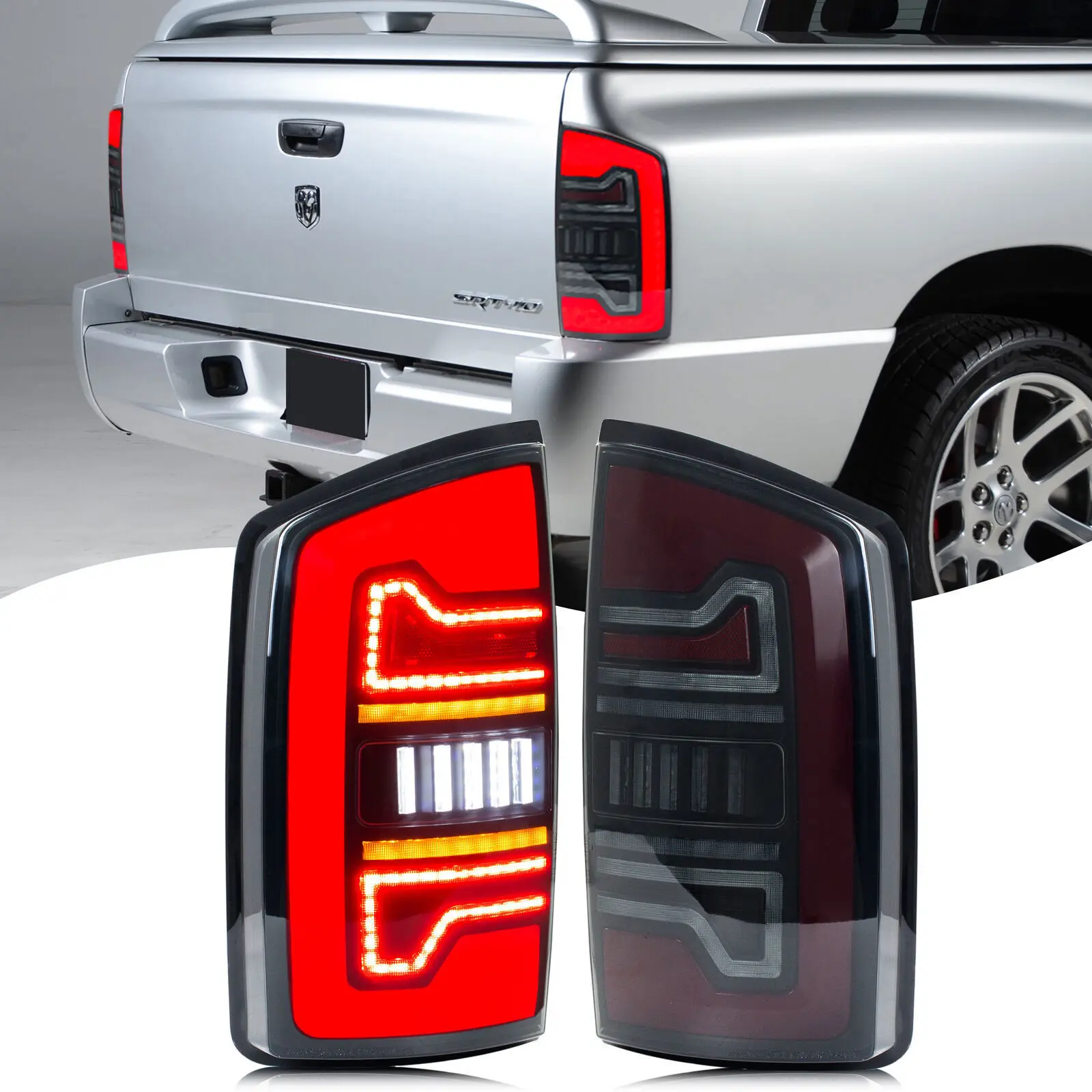 

1Pair LED Tail Light Assembly for Dodge Ram 1500 3th Gen 2002-2006 2500 3500 Sequential Turn Signal Trunk Rear Brake Lamps