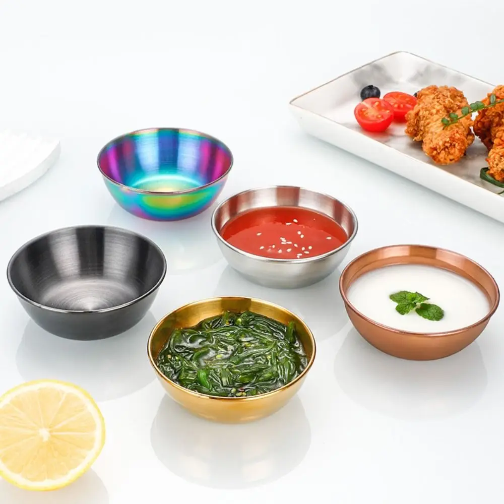 

2pcs Tableware Stainless Steel Dip Sauce Dish Thickened Deepened Seasoning Dish Multifunctional Creative Snack Dish Salad