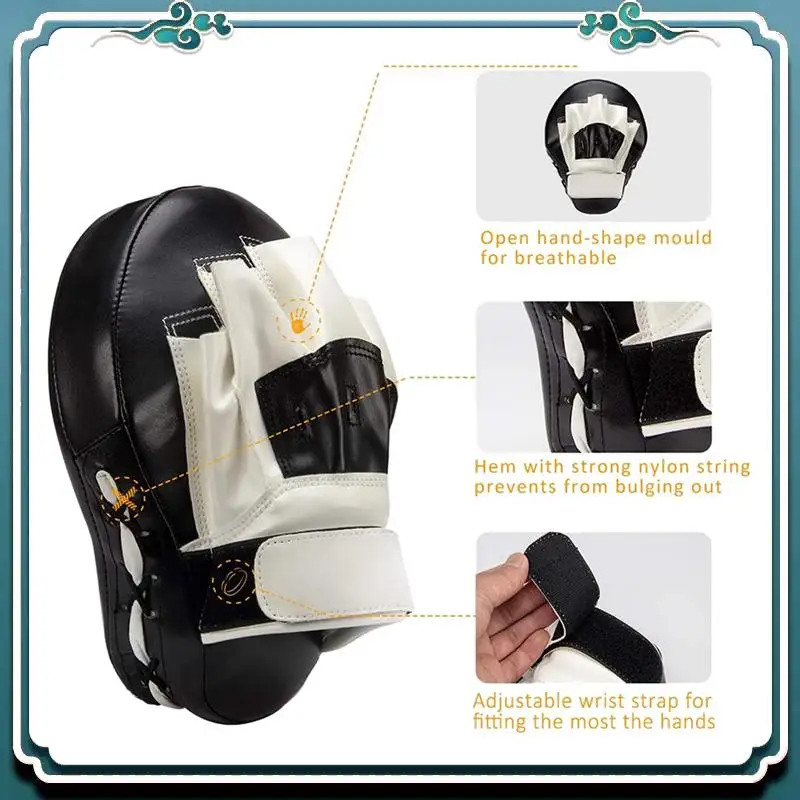 Reliable 2X Boxing Leather Punch Focus Mitts,Target Training Hand Pads For Karate, Muay Thai Kick, Sparring, Dojo, Martial Arts
