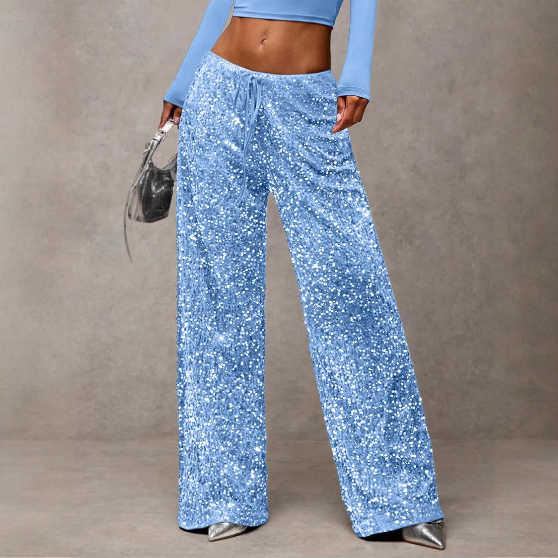 Full Length Applique Pants Commuter Chic with Loose Fit Autumn Regular Thickness Medium Stretch Low Waist Women Pants