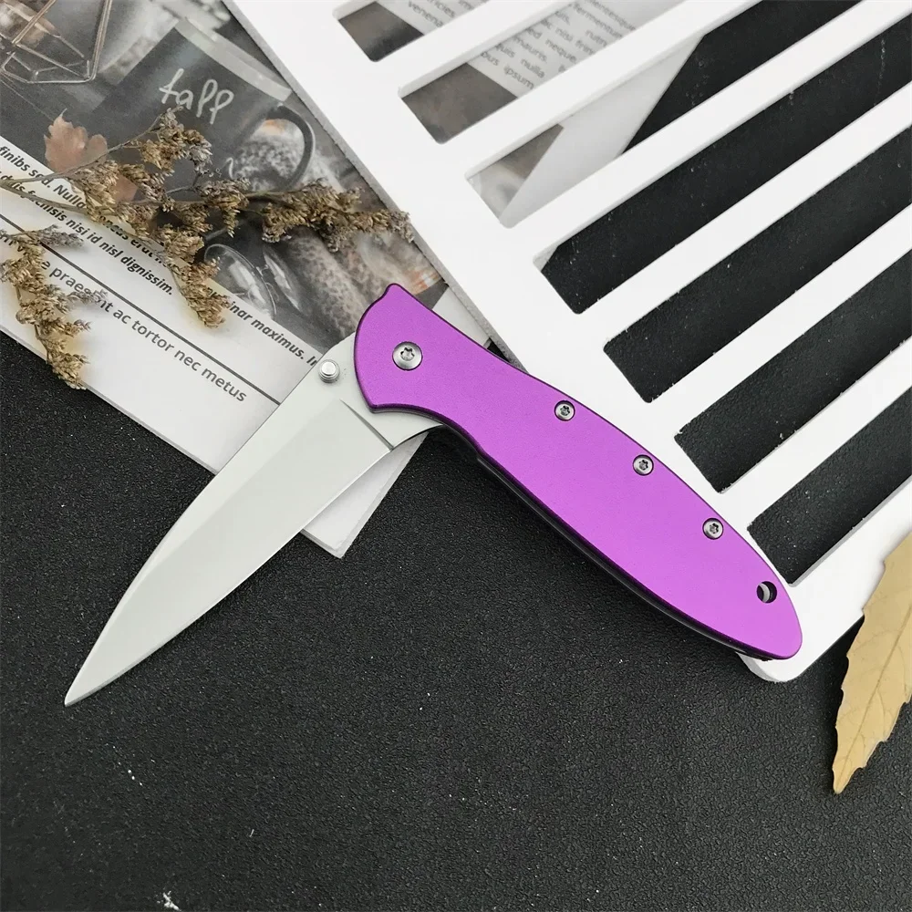 Purple Leek 1660PUR Flipper Assisted Tactical Folding Knife 8Cr13Mov Blade Aluminum Alloy Handle Camping Hunting Pocket EDC Tool