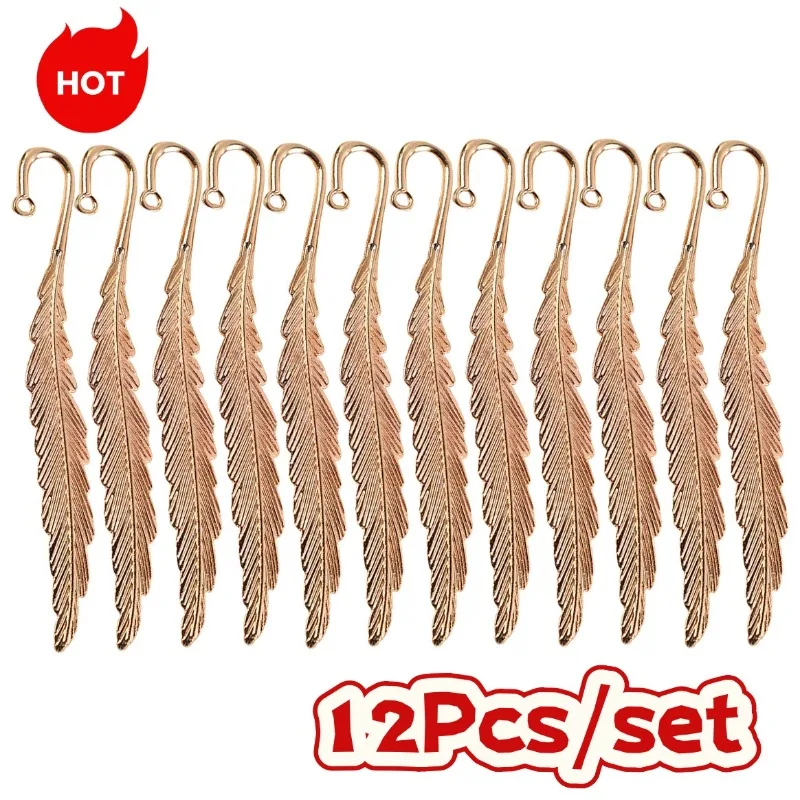12 Stück Vintage-Charms mit Feder-Lesezeichen aus Metalllegierung – DIY-Handwerk, Schreibwaren, Lehrer, Geschenk, Schule, Bürobedarf