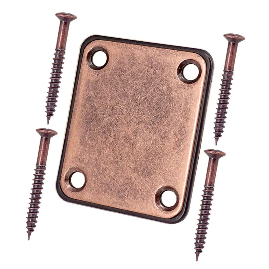 Copper Red Neck Plate Neck Joint Plates for Electric Bass Guitar Replacement