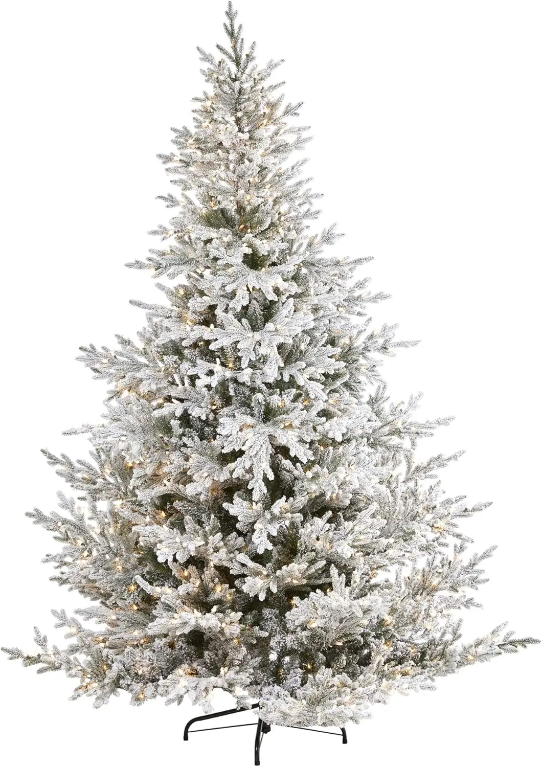 8Ft. Flocked Fraser Fir Artificial Christmas Tree With 800 Warm White Lights And 4892 Bendable Branches