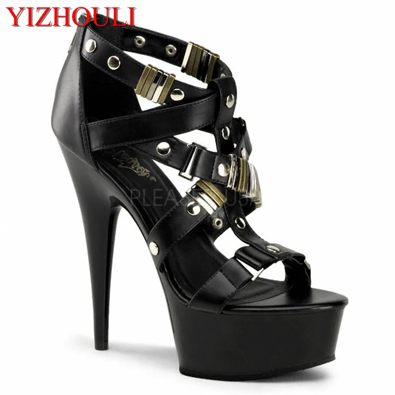 New fashion 15 cm high heels, rivet decoration high platform, pole dancing/performance/banquet wedding dance shoes