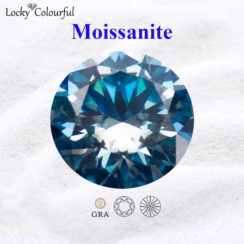 

Moissanite Round Shape Aquamarine Color VVS1 Beads for Charms DIY Jewelry Making Bracelet Earrings Material with GRA Certificate