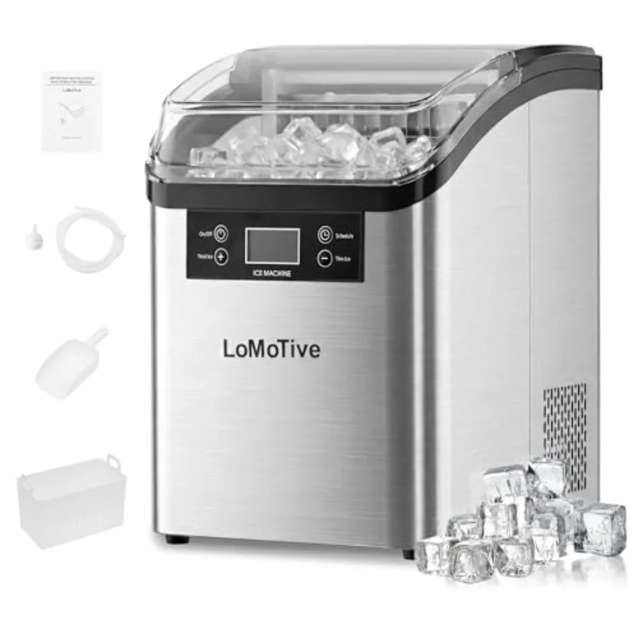 

Настольный льдогенератор 45 фунтов/день, для прозрачного льда, с автоподачей воды, 24 кубика за 13 минут, 6 уровней толщины льда