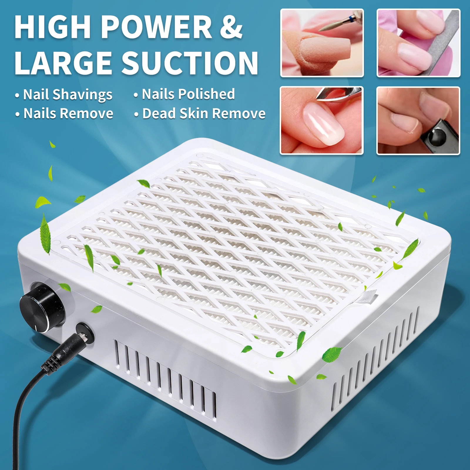 MOSKANY Nail Dust Collector Vacuum Fan Dust Collector for Beginner Powerful Dust Suction Machine for Acrylic Nail Polishing Tool