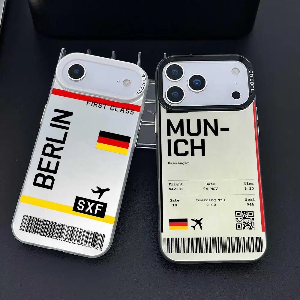 Avião berlin caso de telefone para iphone 17 16 15 14 13 12 11 pro max ar colorido fosco laser aurora à prova de choque caso de telefone
