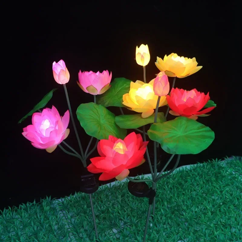 Solar LED Lights Snow Lotus Flower Lawn Lamp IP65 Outdoor Waterproof For Yard Patio Garden Decoration Flower Holiday Party Lamp