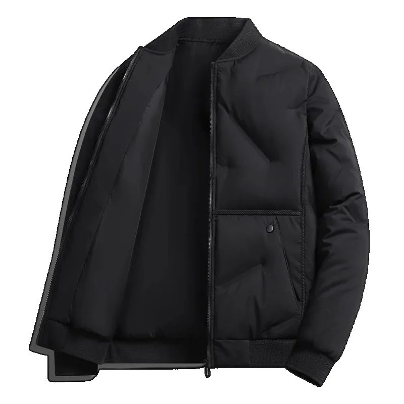 

New Men's Autumn Winter Fashion Casual Baseball Jacket Men Stand Collar Solid Warm Windproof Zipper Overcoat Male Bomber Jackets