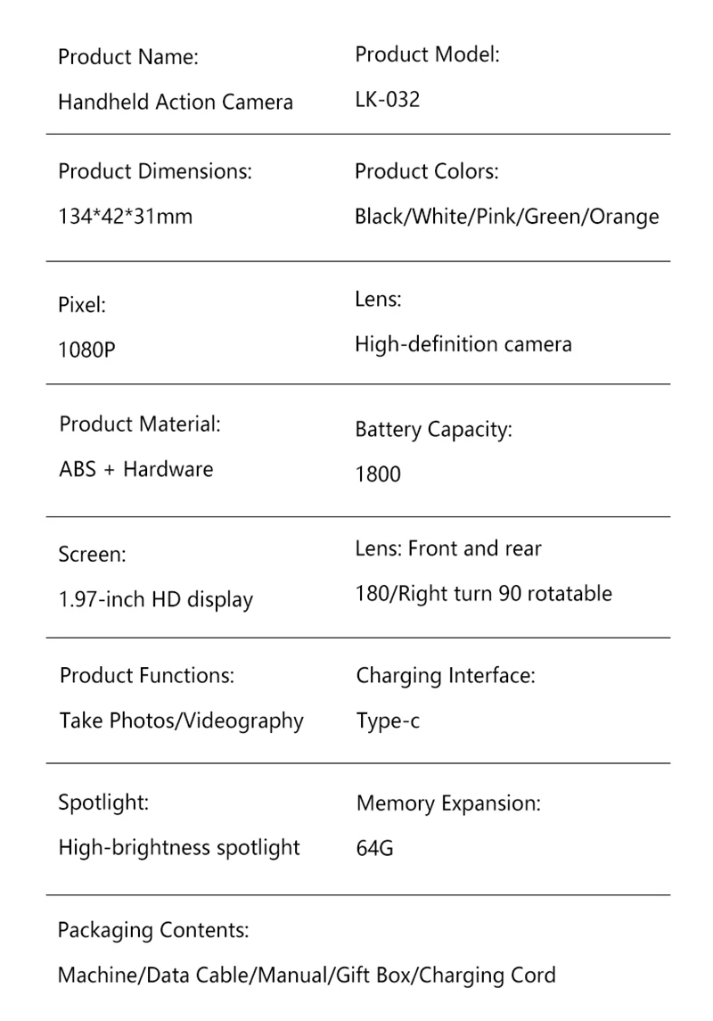 OnePlus HD 4K Pocket-Kamera, Handbuch, 90-180-Grad-Drehung für YouTube-Vlogs, Videoaufnahmen, Aufzeichnung des Lebens, Handheld-Actionkamera – Detail 19