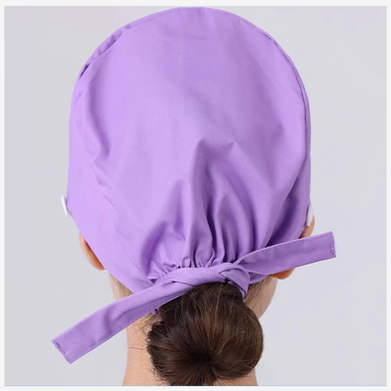 Solid color scrubs caps with button Pet Grooming Agency Work Scrubs Beauty Work Hats Lab nursing scrubs cap gorro enfermera