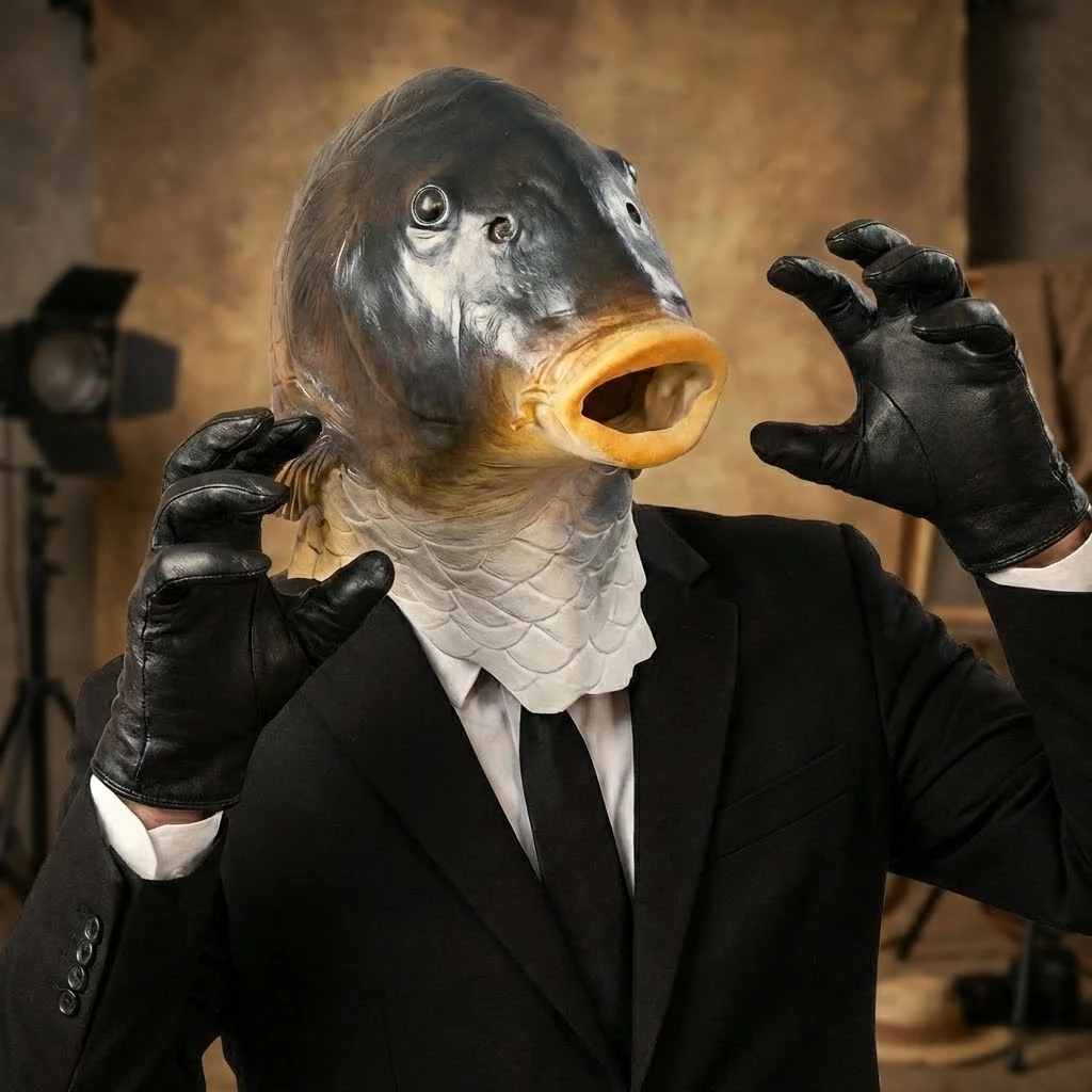 

Маска в виде рыбьей головы, забавная маска черного карпа для Хэллоуина, дня рождения, костюмированных вечеринок, маска для косплея, реквизит для розыгрышей, латексные маски в виде рыбы