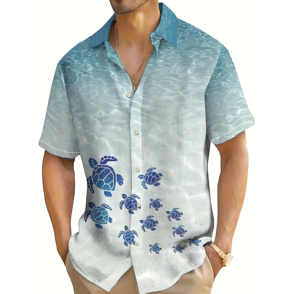 Chemise hawaïenne décontractée à manches courtes pour hommes, impression 3D, chemises respirantes, vêtements d'été