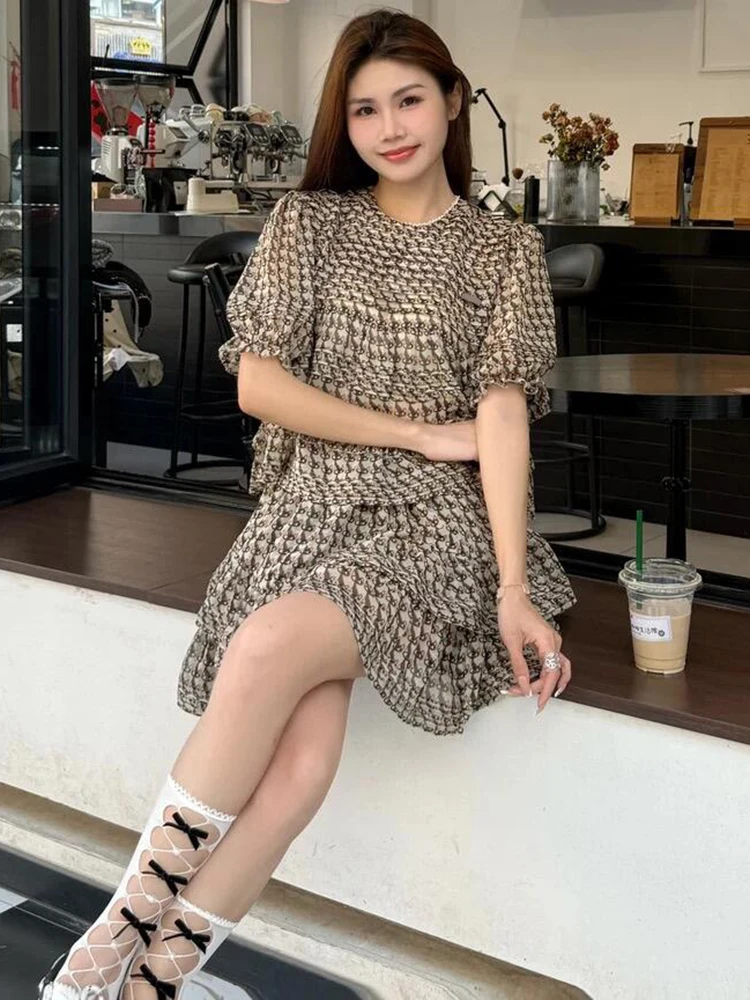 

Высококачественный женский комплект South Oil Faion Summer 2025 College Sle irt Top plus Юбка Женское волокно из полиэфирного волокна или S...