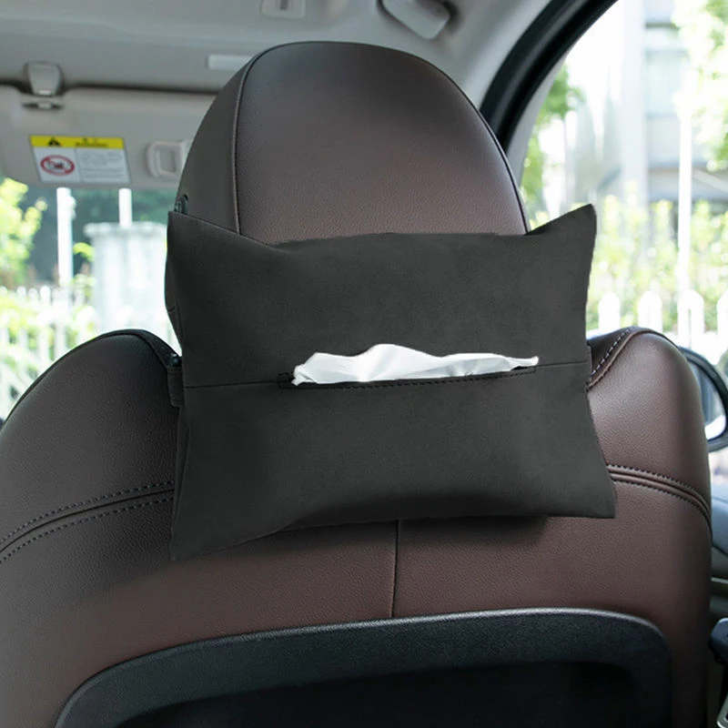 Car Hidden Tissue Holder Box For Armrest Seat Back Napkin Center Console Flocking Storage Bag Auto Accessories