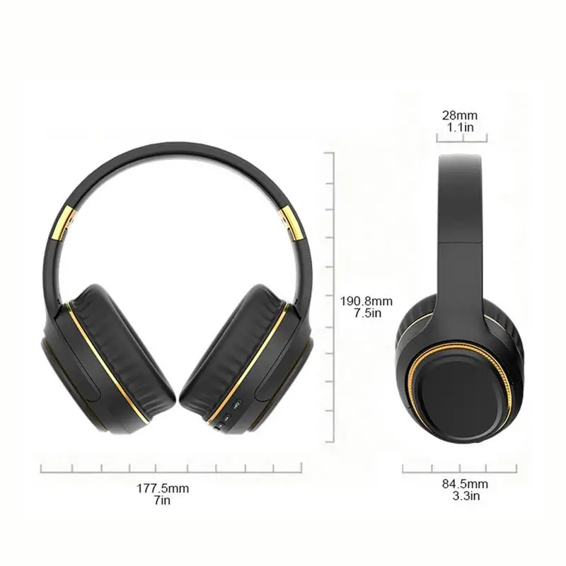 Kabellose Kopfhörer, kabellose Spielkopfhörer, faltbare Stereo-Bass-Kopfhörer mit Atemlicht für Gameplay, Pendeln, Schlafen