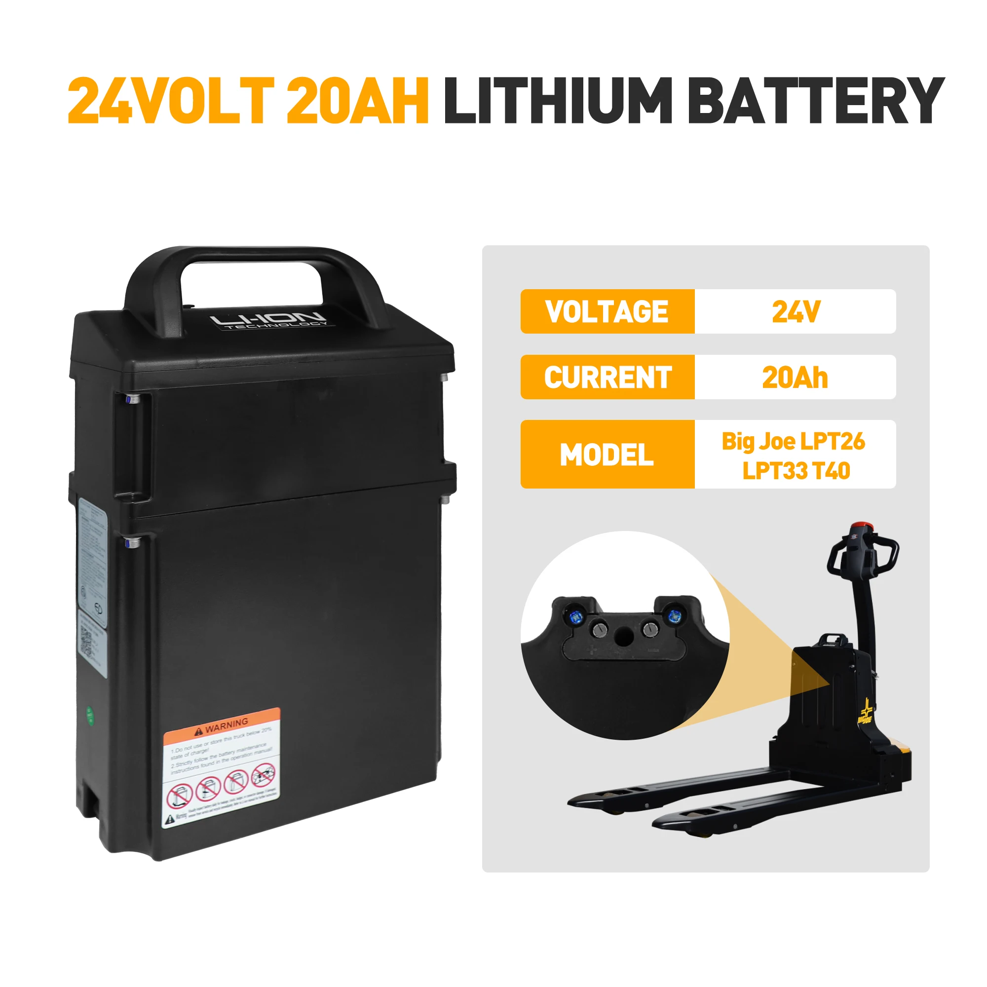 بطارية ليثيوم 24 فولت 20 أمبير EL20_U لجاك شاحنة البليت بيج جو LPT26 LPT33 T40 EP