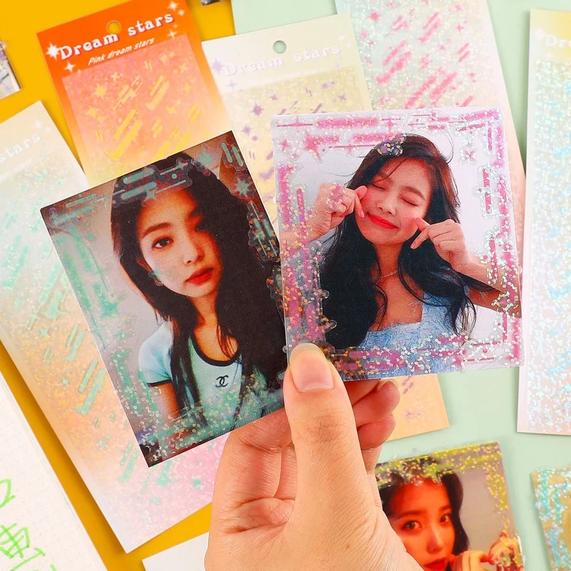 1 Sheets Laser Decorative Stationery Sticker Colorful Meteor Series DIY Scrapbooking Journal Star Chasing Card