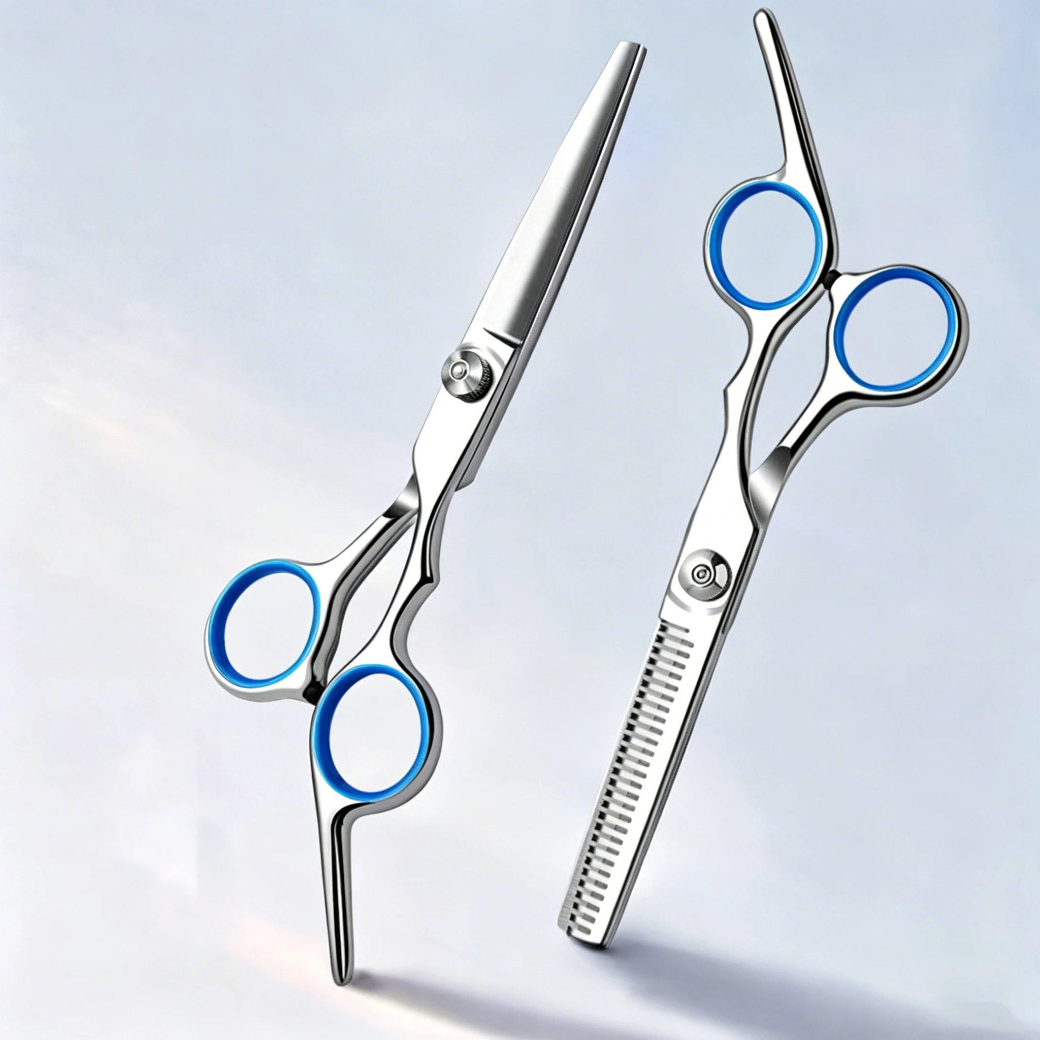 Hairdressing Scissors, Stainless Steel Sharp Blades, for Cutting & Thinning Hair, Silver Professional Home Salon Barber Shears
