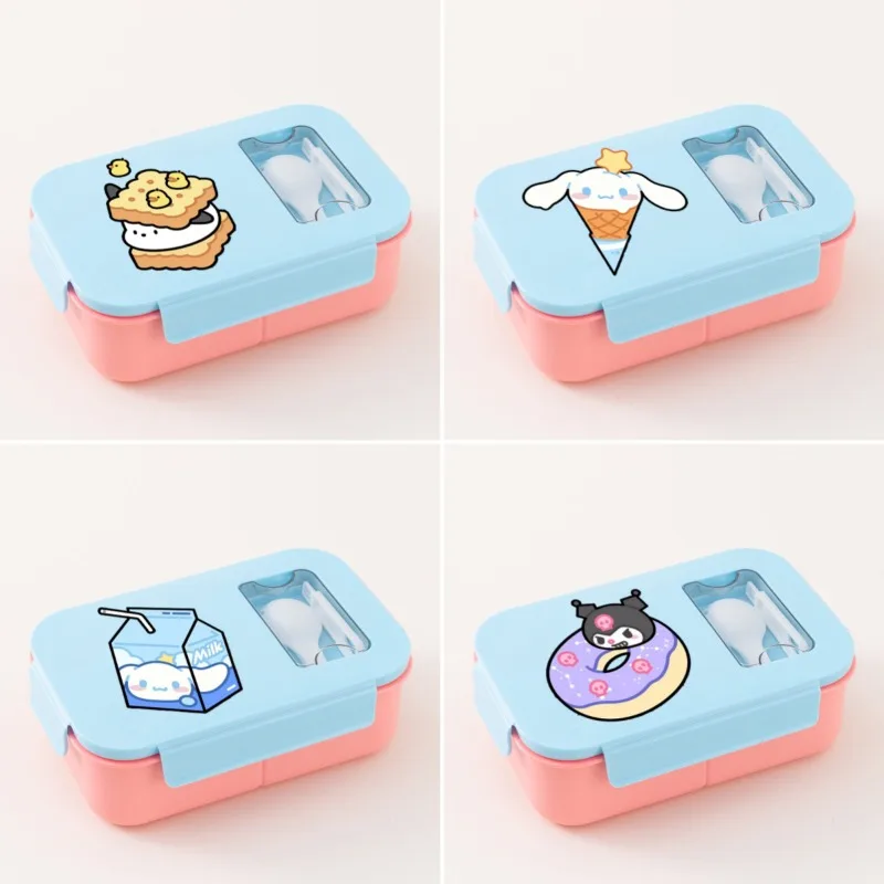 

Sanrio HelloKitty Large Capacity Bento Box Anime Food Storage Container Microwave Student Portable 3Grid LunchBox with Tableware