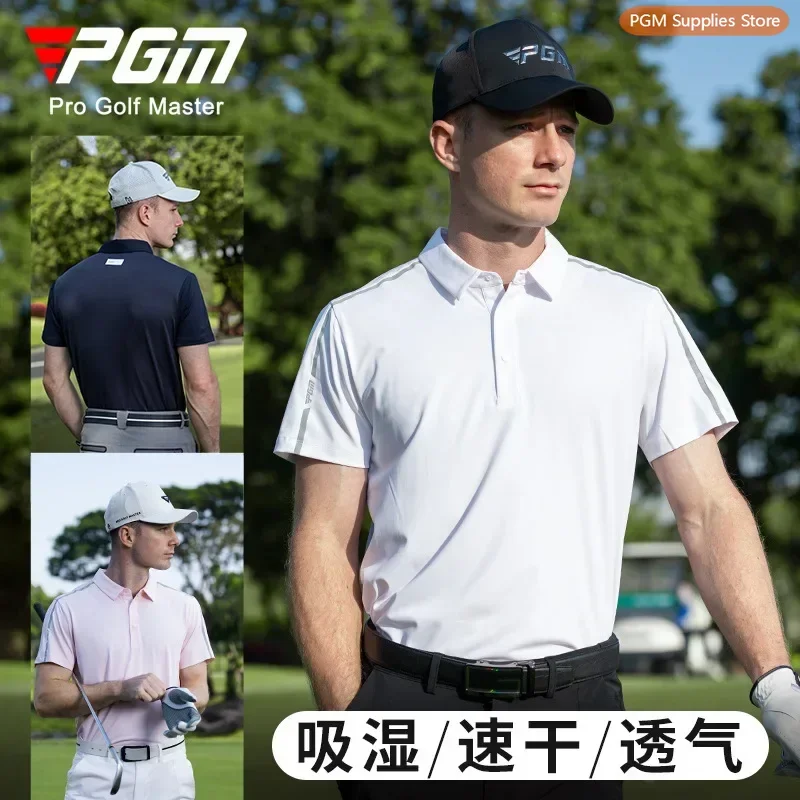 

New PGM golf clothing men's spring and summer short-sleeved t-shirt sportswear breathable quick-drying top polo shirt