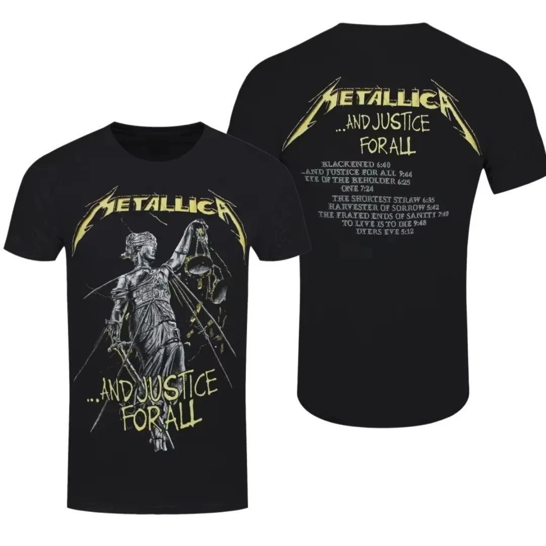 Camiseta Metallica 2026, Nueva Colección de Verano, con Diseño de la Pista Justice for All, Color Negro, para Hombre, Estilo Casual, Manga Corta, Clásica, de la Banda