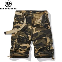 Pantalones cortos de algodón con botones para hombre, Shorts rectos de camuflaje, transpirables, cómodos, a la moda, para ocio al aire libre, novedad de verano