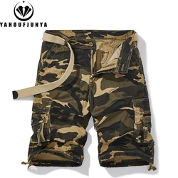 New Men Summer Cotton Buttons Camouflage Tooling Straight Shorts Men Breathable Outdoor Leisure Fashion Comfortable Shorts Male