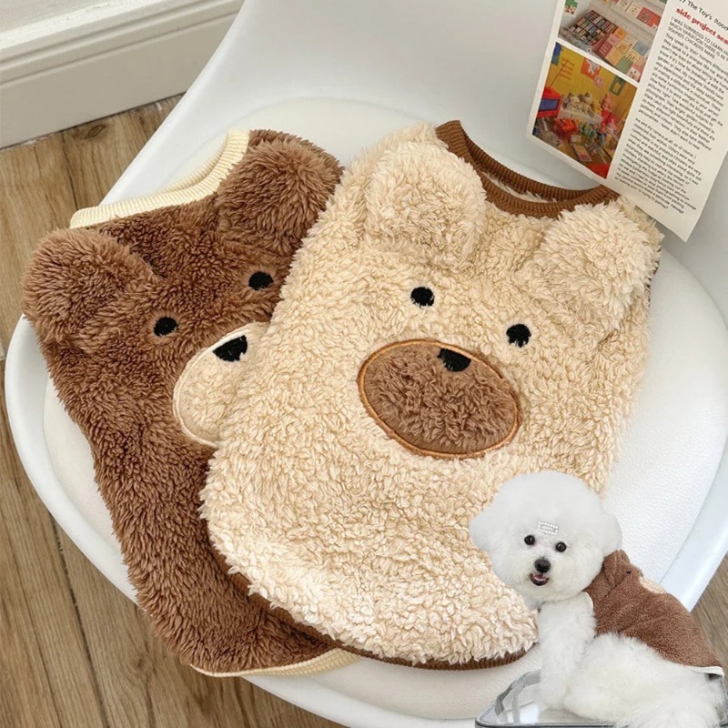  New in Winter Dog Clothing Soft Plush Teddy Bear Sweater Vest Warmth Pets Cute Clothes Teddy Schnauzer Clothes Puppy Clothes 