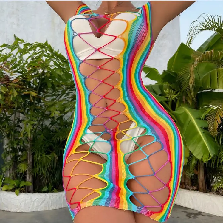 

Amazon European and American Fun Underwear Rainbow Colorful Wrapped Hip Skirt Fun Network Clothes