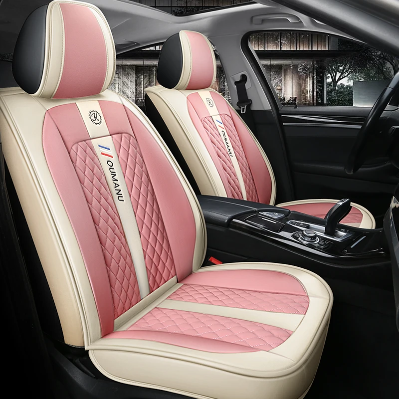 Leather Universal Car Seat Cover Full Set Front and Rear Cushion Fully Surrounded Van Auto Chair Mats Pad Anti-Slip Protector