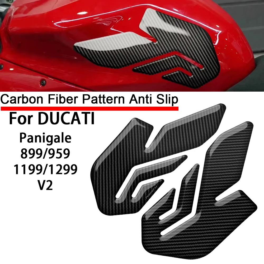 

For Ducati Panigale 899 959 1199 1299 V2 3D Carbon-look Motorcycle Side Fuel Tank Pad Knee Grip Protection Sticker