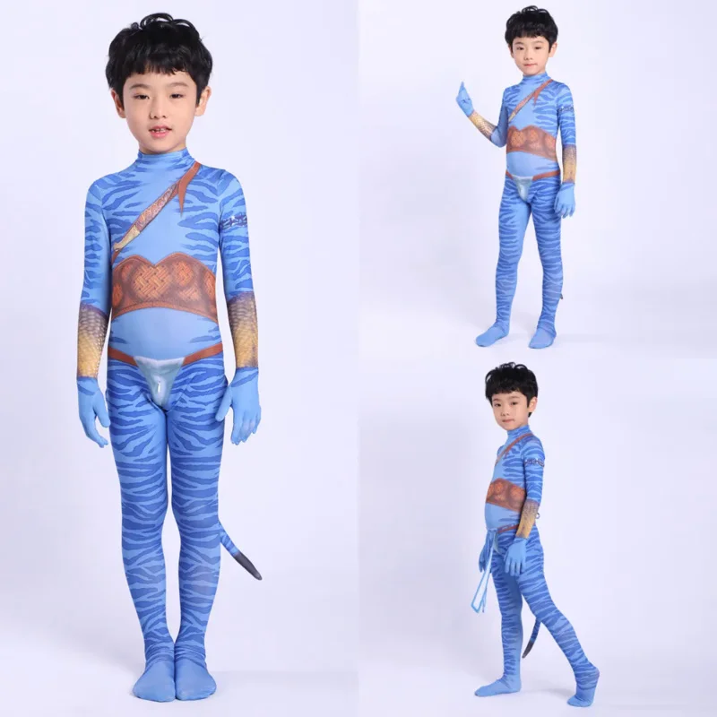 Disfraz de Avatar 2 para niños y adultos, mono de película Jake Sully Neytiri, traje Zentai, monos para fiesta de Halloween, Zentai