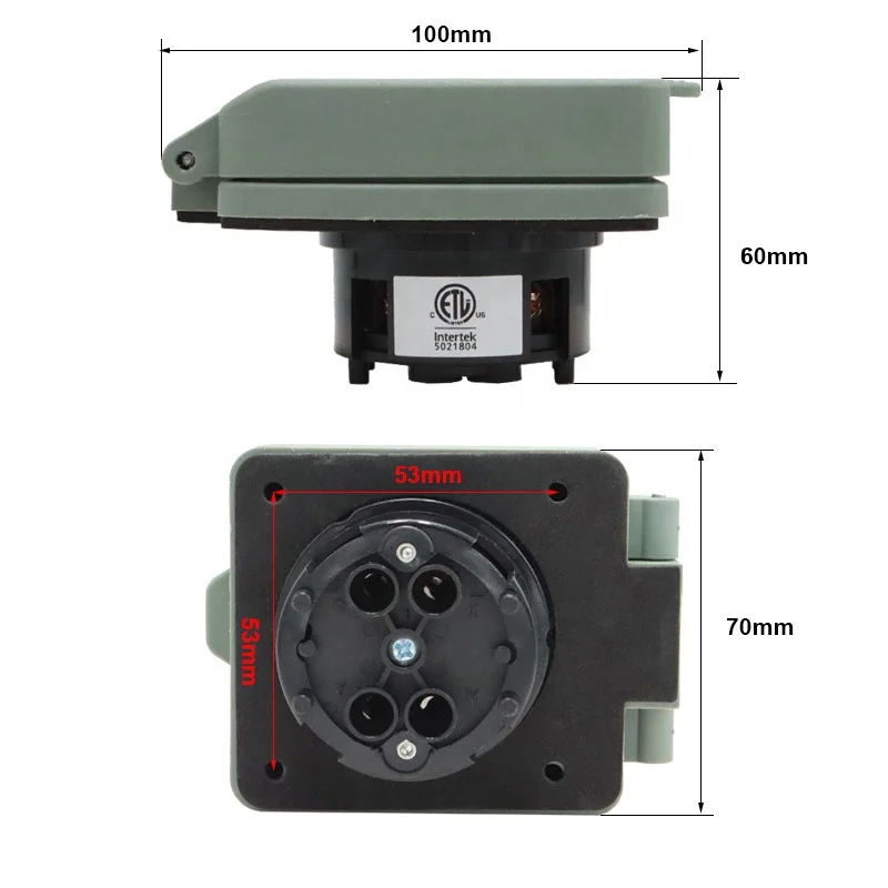 30A NEMA L14-30P Outlet Box PVC RV/ EV Power Socket Panel Receptacle 125V Rated Voltage IP44 Wall Socket for Industrial Use
