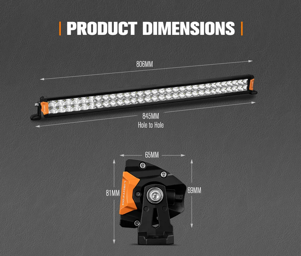 LIGHTFOX IP68 للطرق الوعرة 4x4 سيارة 180 وات 30 بوصة صف مزدوج للطرق الوعرة LED ضوء بار مع حوامل مزدوجة